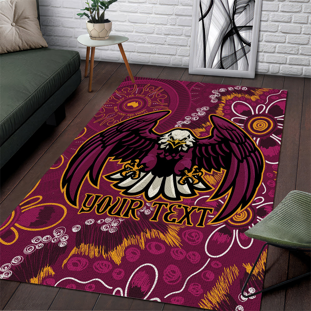 Personalised Sea Eagles NAIDOC Week 2024 Area Rug Aboriginal Fire Burning Sparks