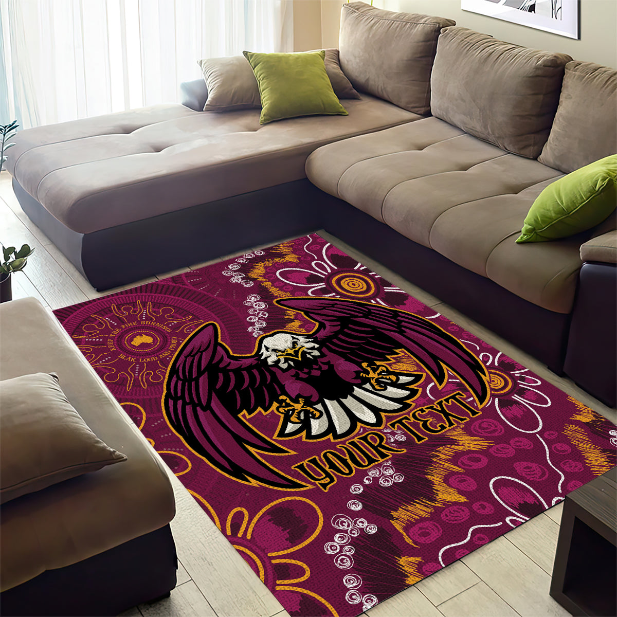 Personalised Sea Eagles NAIDOC Week 2024 Area Rug Aboriginal Fire Burning Sparks