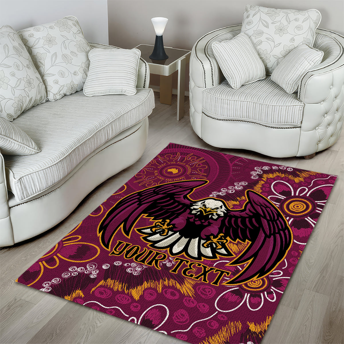 Personalised Sea Eagles NAIDOC Week 2024 Area Rug Aboriginal Fire Burning Sparks