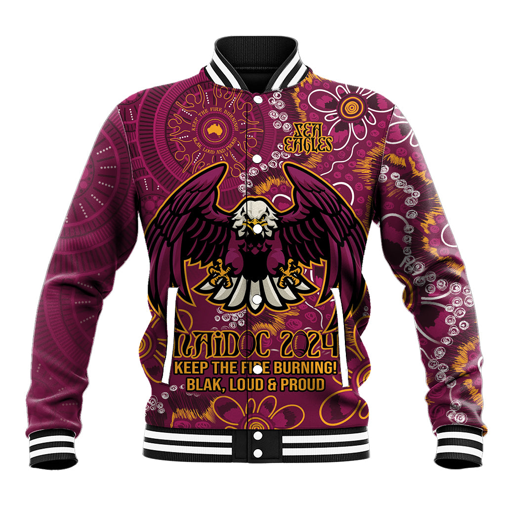 Personalised Sea Eagles NAIDOC Week 2024 Baseball Jacket Aboriginal Fire Burning Sparks