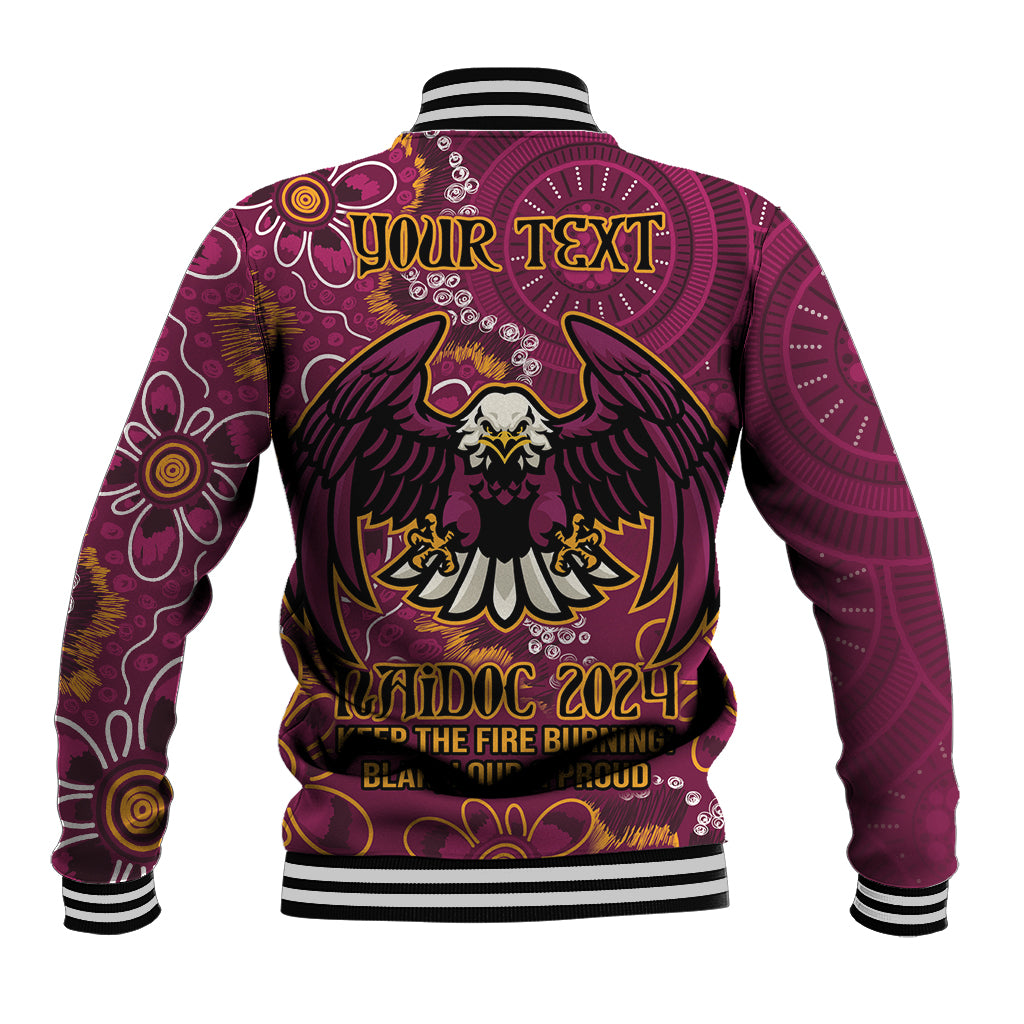 Personalised Sea Eagles NAIDOC Week 2024 Baseball Jacket Aboriginal Fire Burning Sparks