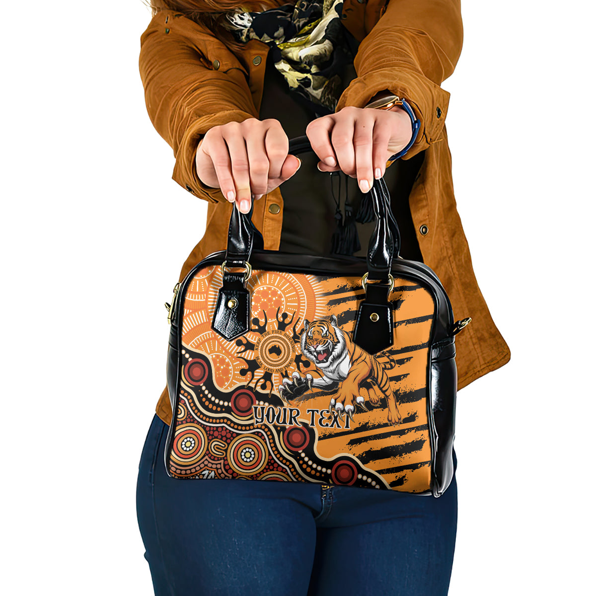 Personalised Wests Tigers NAIDOC Week 2024 Shoulder Handbag Aboriginal Fire Burning Sparks