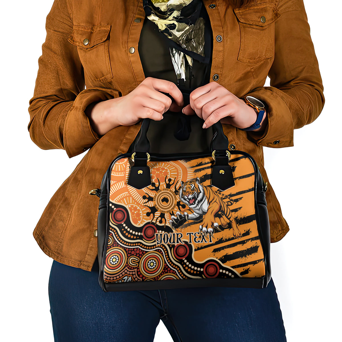 Personalised Wests Tigers NAIDOC Week 2024 Shoulder Handbag Aboriginal Fire Burning Sparks