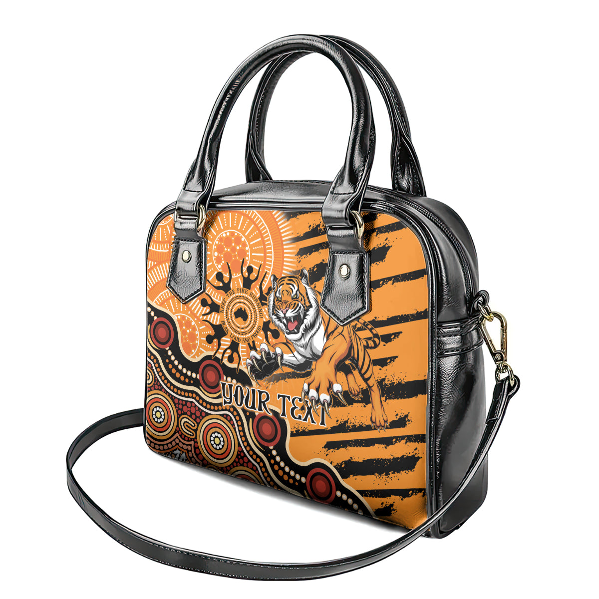 Personalised Wests Tigers NAIDOC Week 2024 Shoulder Handbag Aboriginal Fire Burning Sparks