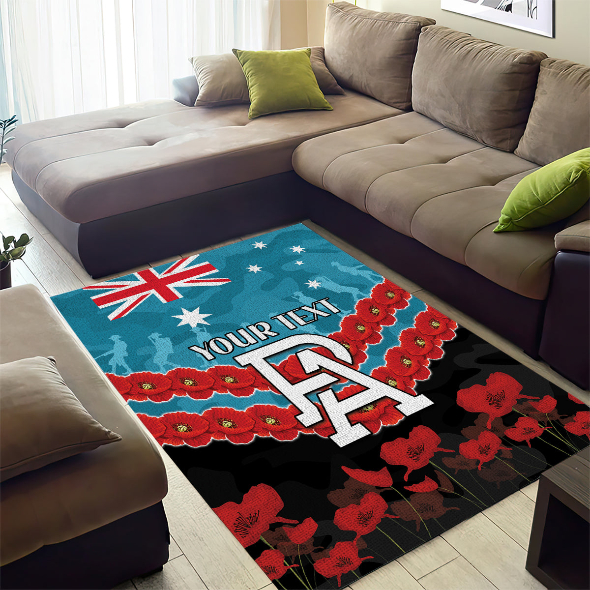 Custom Port Adelaide Power Football Area Rug ANZAC Lest We Forget