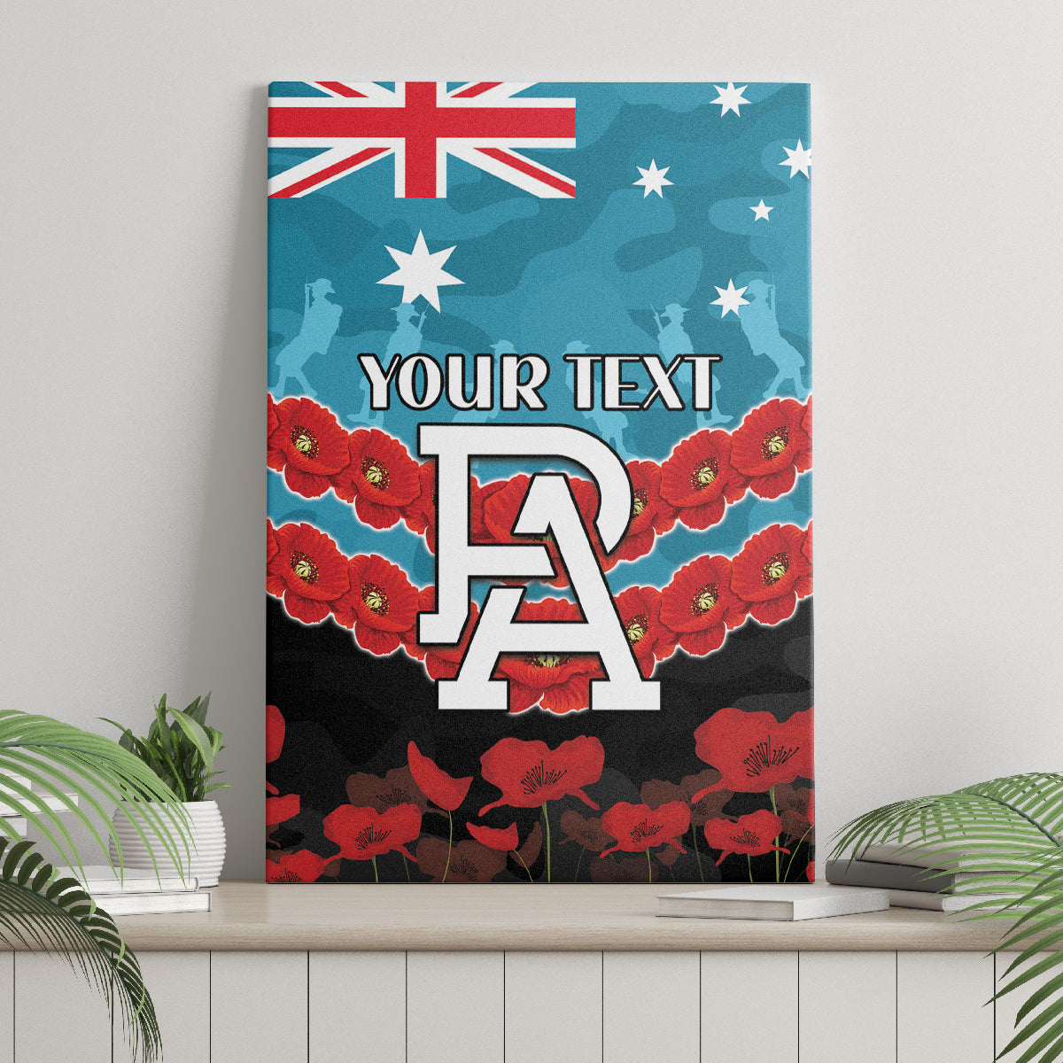 Custom Port Adelaide Power Football Canvas Wall Art ANZAC Lest We Forget