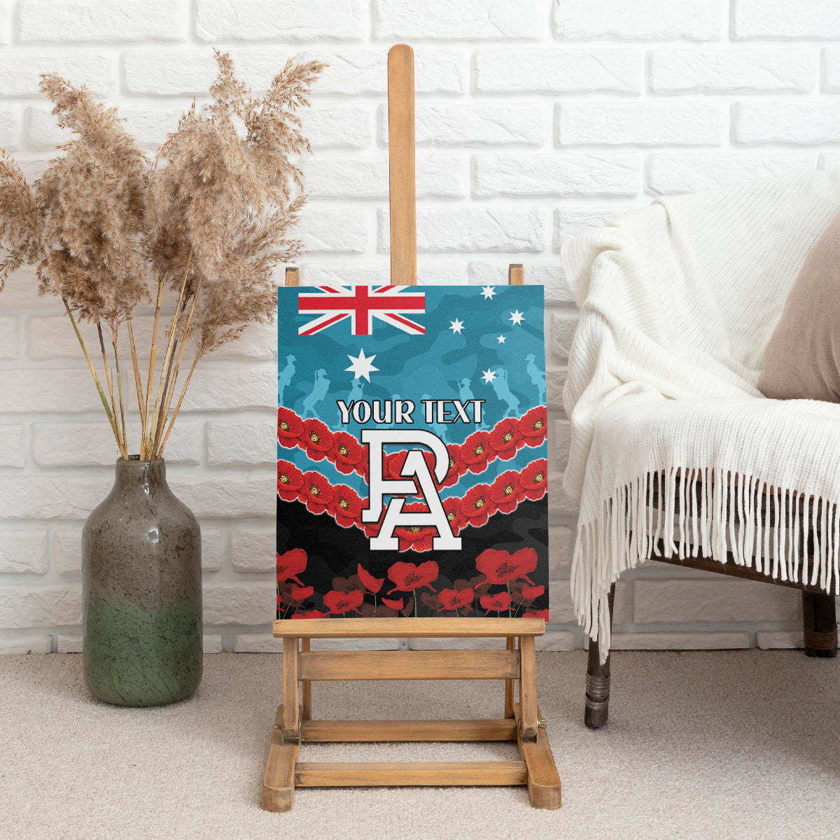 Custom Port Adelaide Power Football Canvas Wall Art ANZAC Lest We Forget