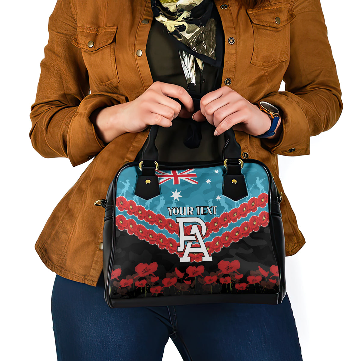 Custom Port Adelaide Power Football Shoulder Handbag ANZAC Lest We Forget