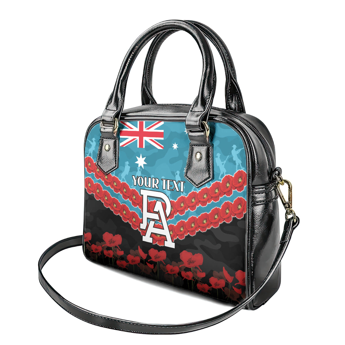 Custom Port Adelaide Power Football Shoulder Handbag ANZAC Lest We Forget