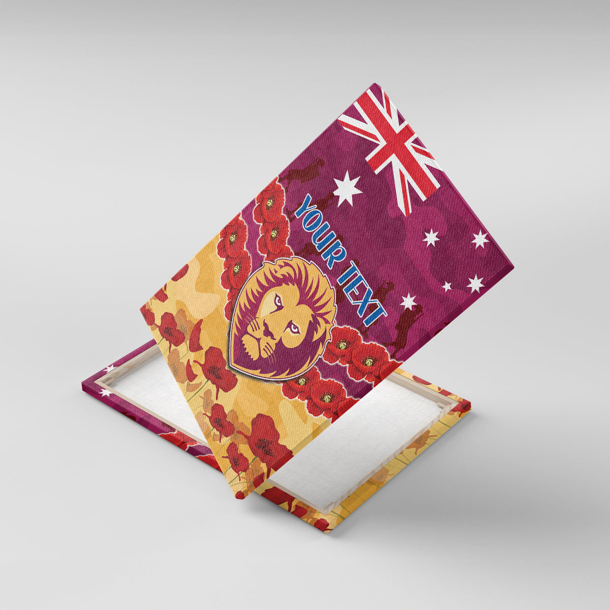 Custom Brisbane Lions Football Canvas Wall Art ANZAC Lest We Forget