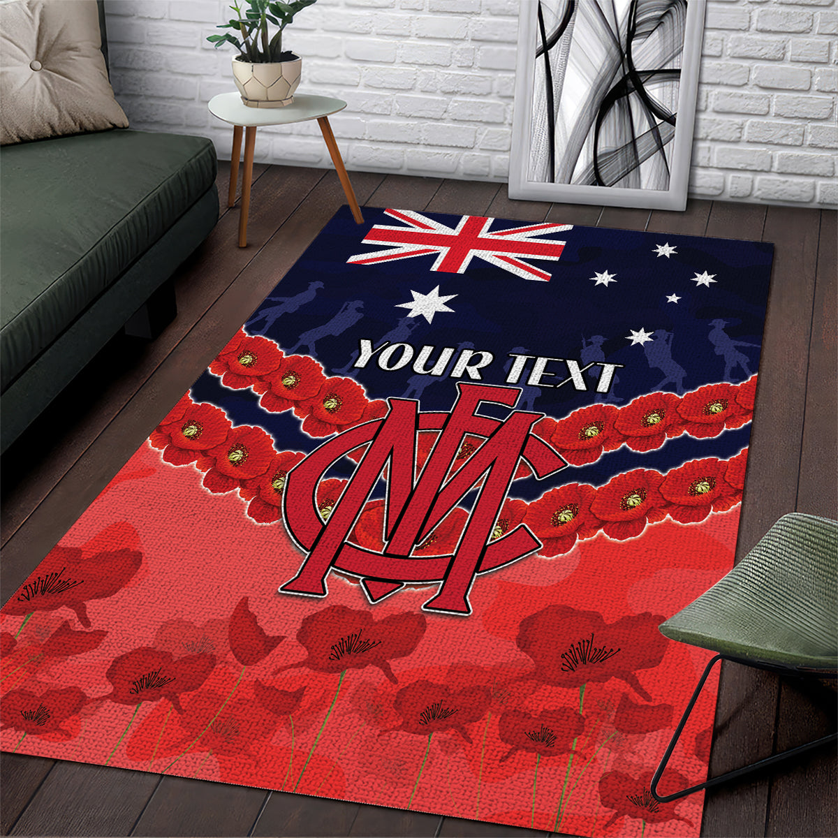 Custom Demons Football Area Rug ANZAC Lest We Forget