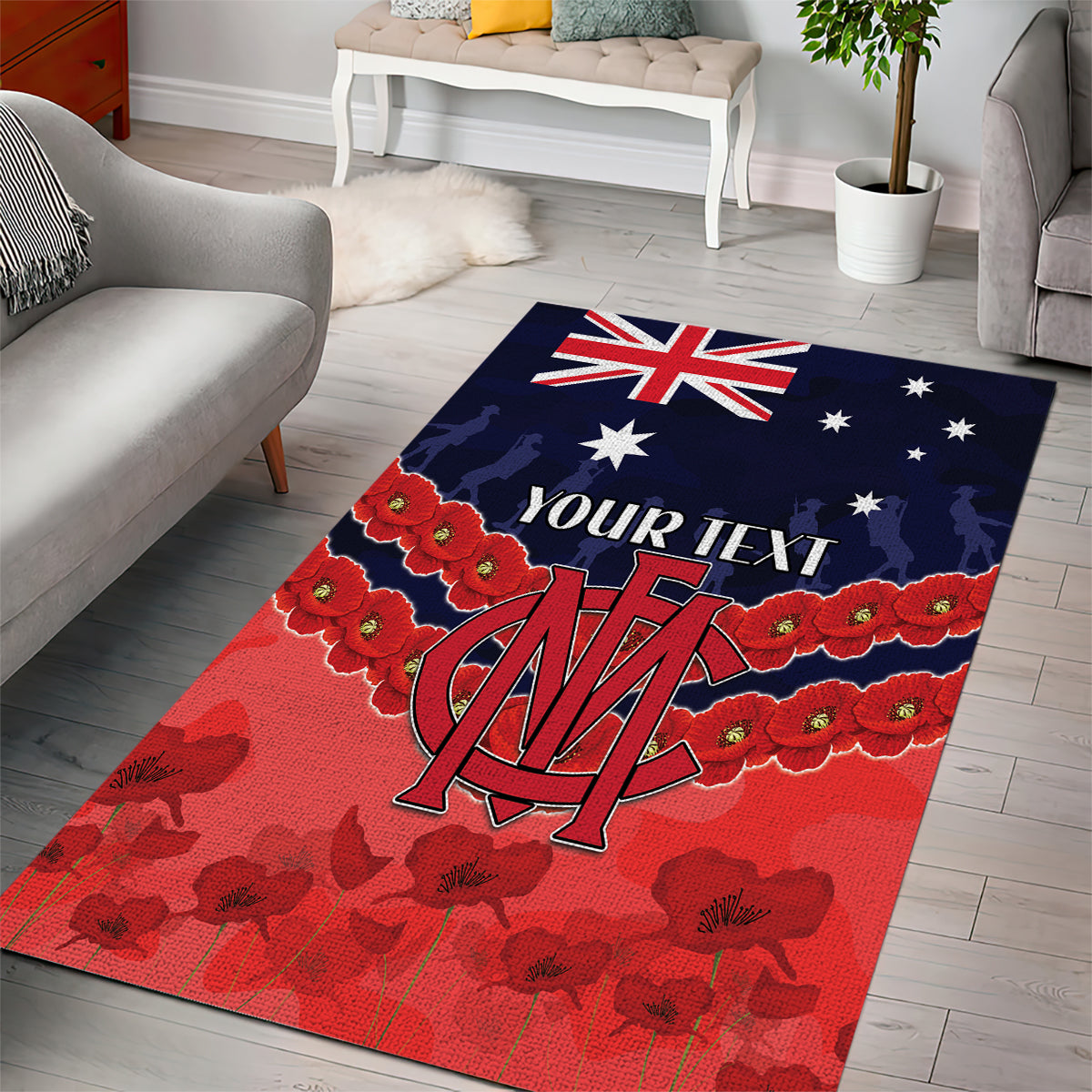 Custom Demons Football Area Rug ANZAC Lest We Forget