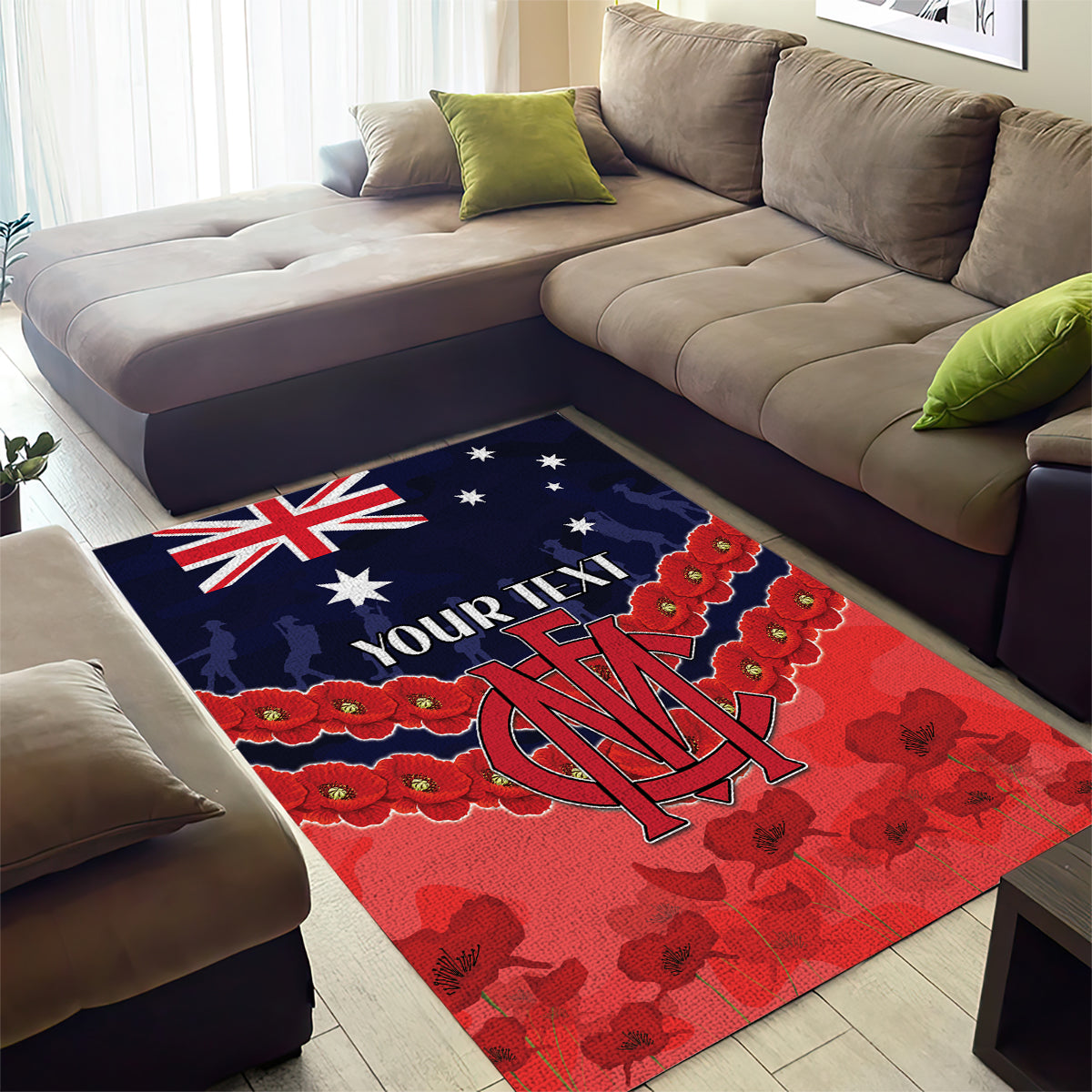 Custom Demons Football Area Rug ANZAC Lest We Forget