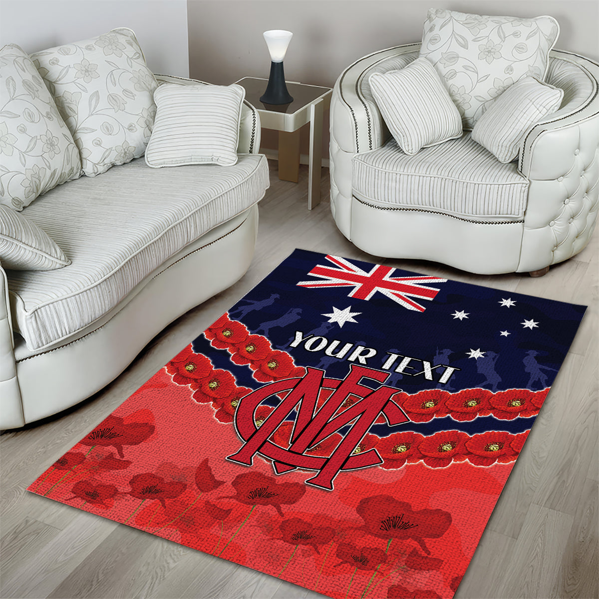 Custom Demons Football Area Rug ANZAC Lest We Forget