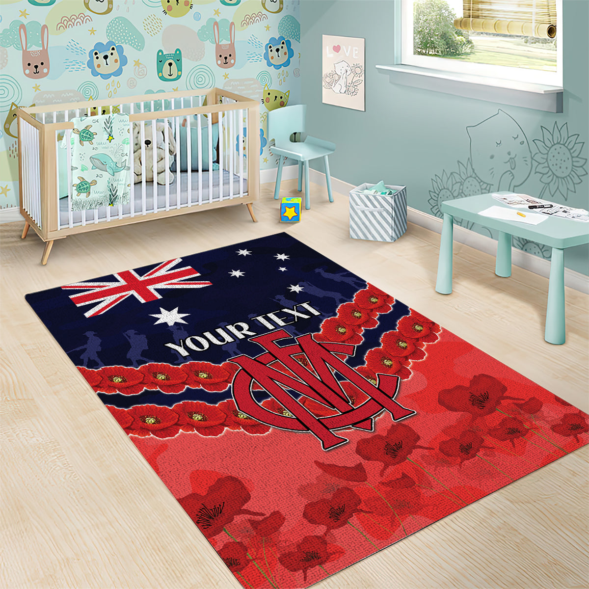 Custom Demons Football Area Rug ANZAC Lest We Forget