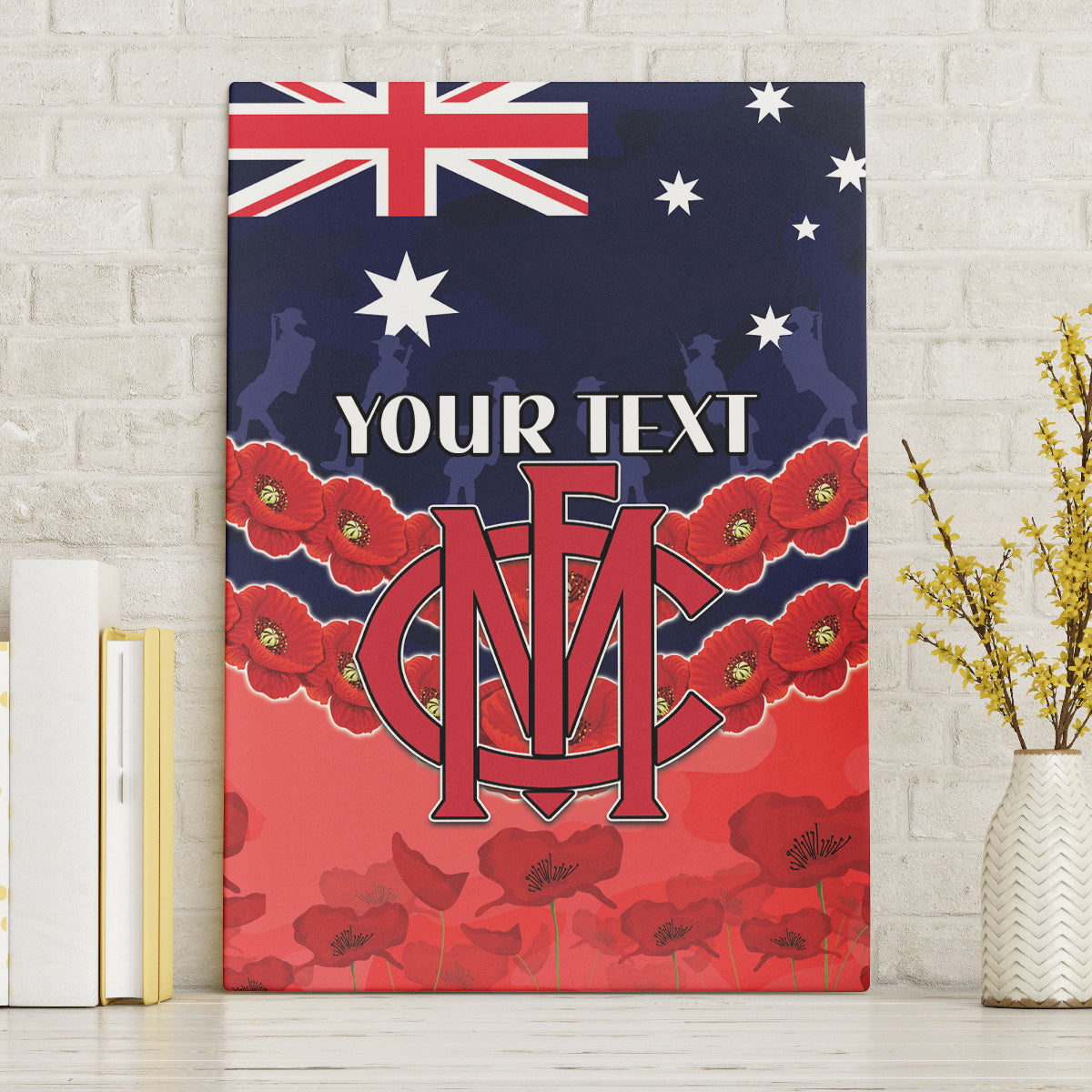 Custom Demons Football Canvas Wall Art ANZAC Lest We Forget