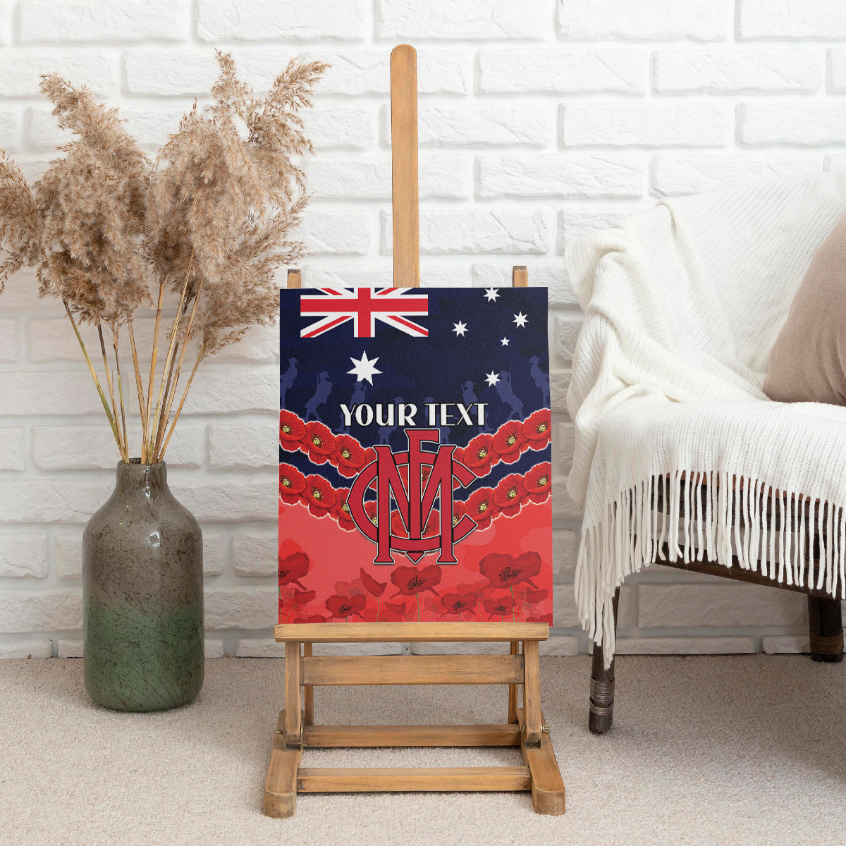 Custom Demons Football Canvas Wall Art ANZAC Lest We Forget