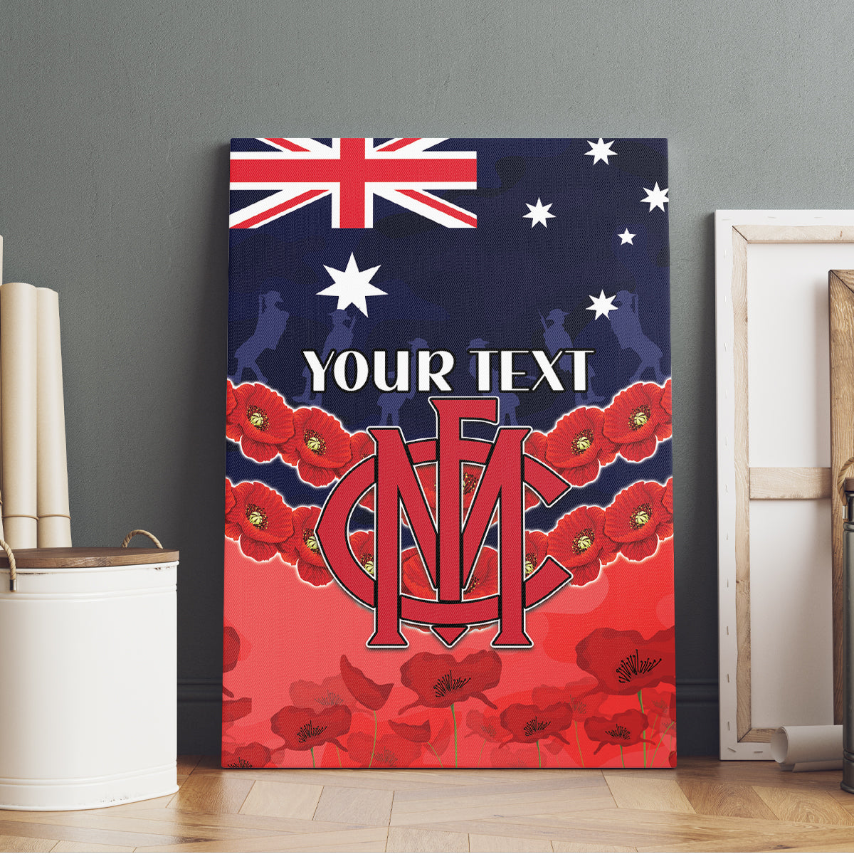 Custom Demons Football Canvas Wall Art ANZAC Lest We Forget