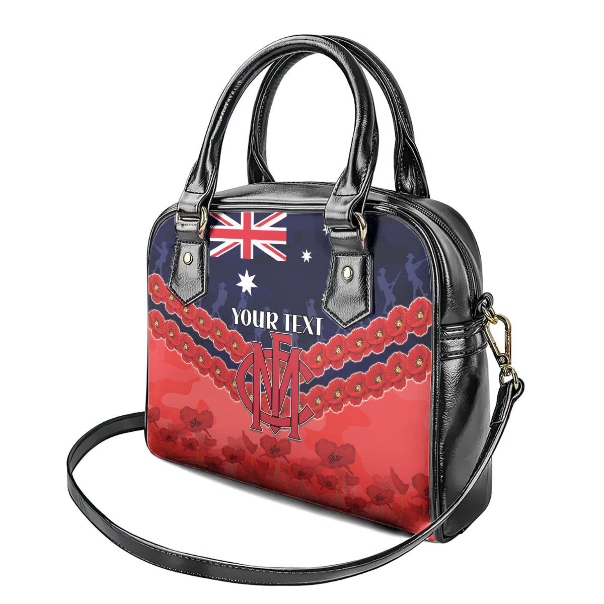 Custom Demons Football Shoulder Handbag ANZAC Lest We Forget