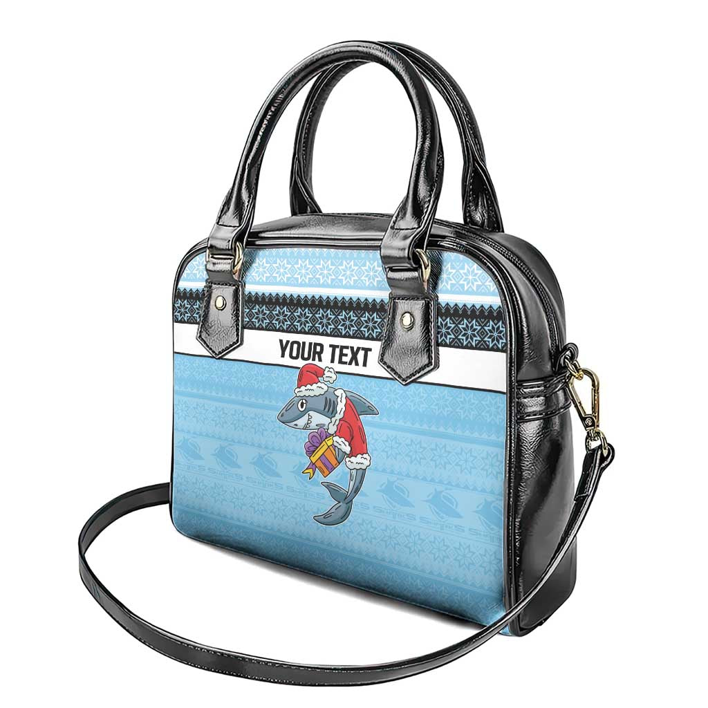 NRL Cronulla-Sutherland Christmas Personalised Shoulder Handbag with Sharkies Santa