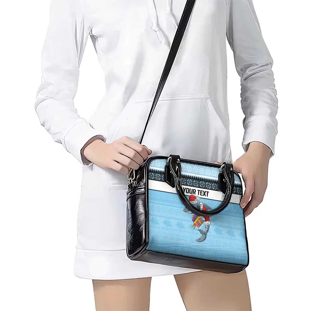 NRL Cronulla-Sutherland Christmas Personalised Shoulder Handbag with Sharkies Santa