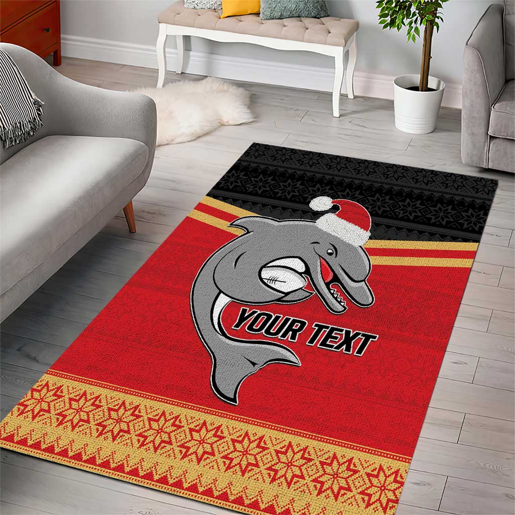 NRL Dolphins Mascot Christmas Personalised Area Rug Black Style