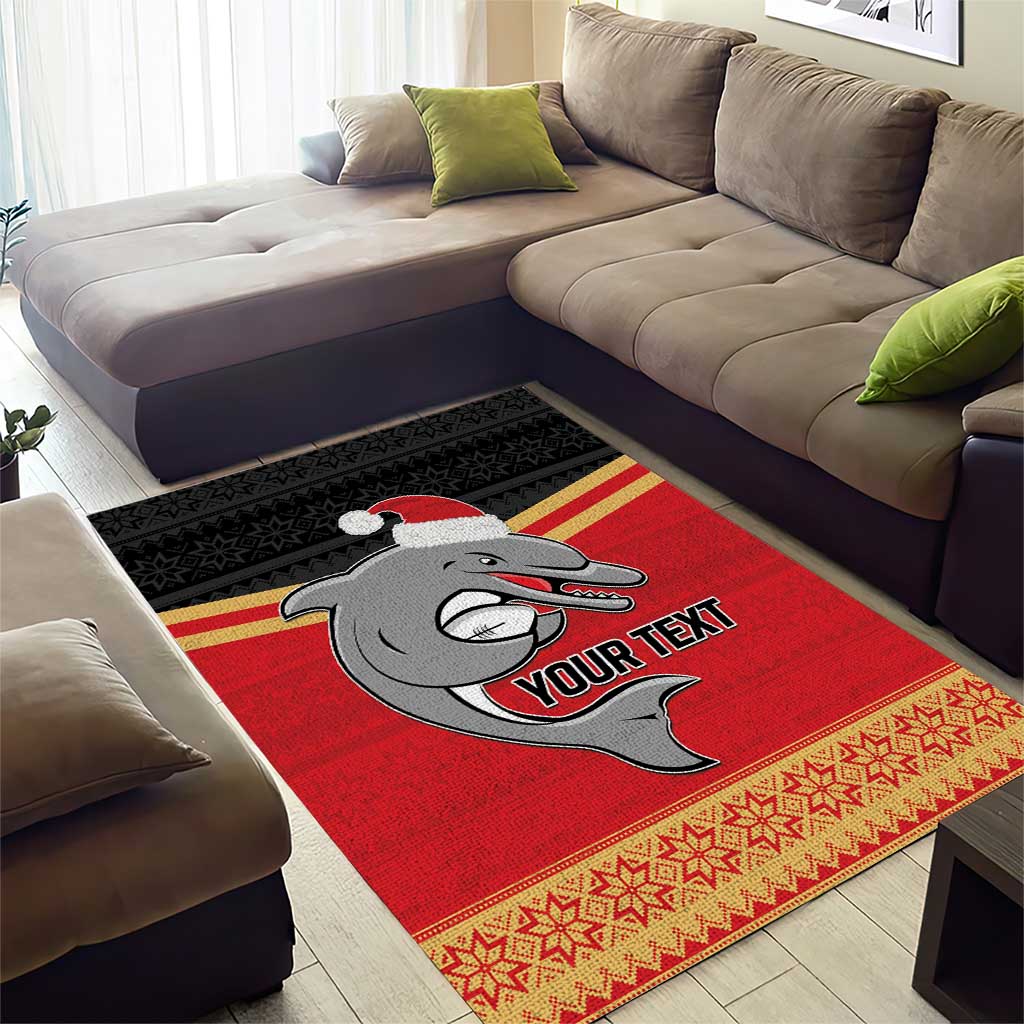 NRL Dolphins Mascot Christmas Personalised Area Rug Black Style