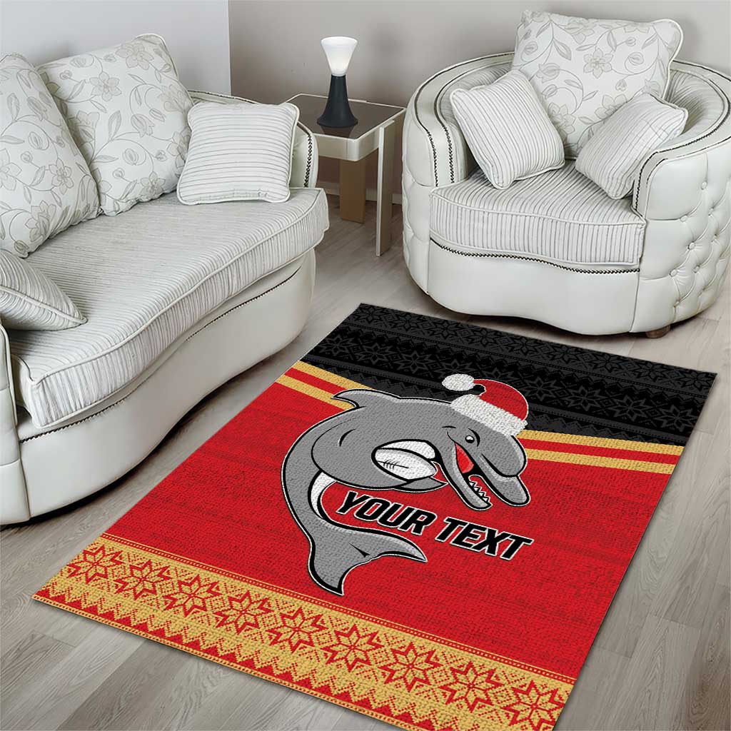 NRL Dolphins Mascot Christmas Personalised Area Rug Black Style