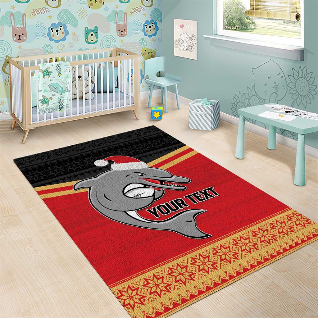 NRL Dolphins Mascot Christmas Personalised Area Rug Black Style