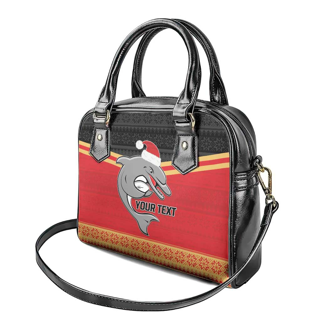 NRL Dolphins Mascot Christmas Personalised Shoulder Handbag Black Style