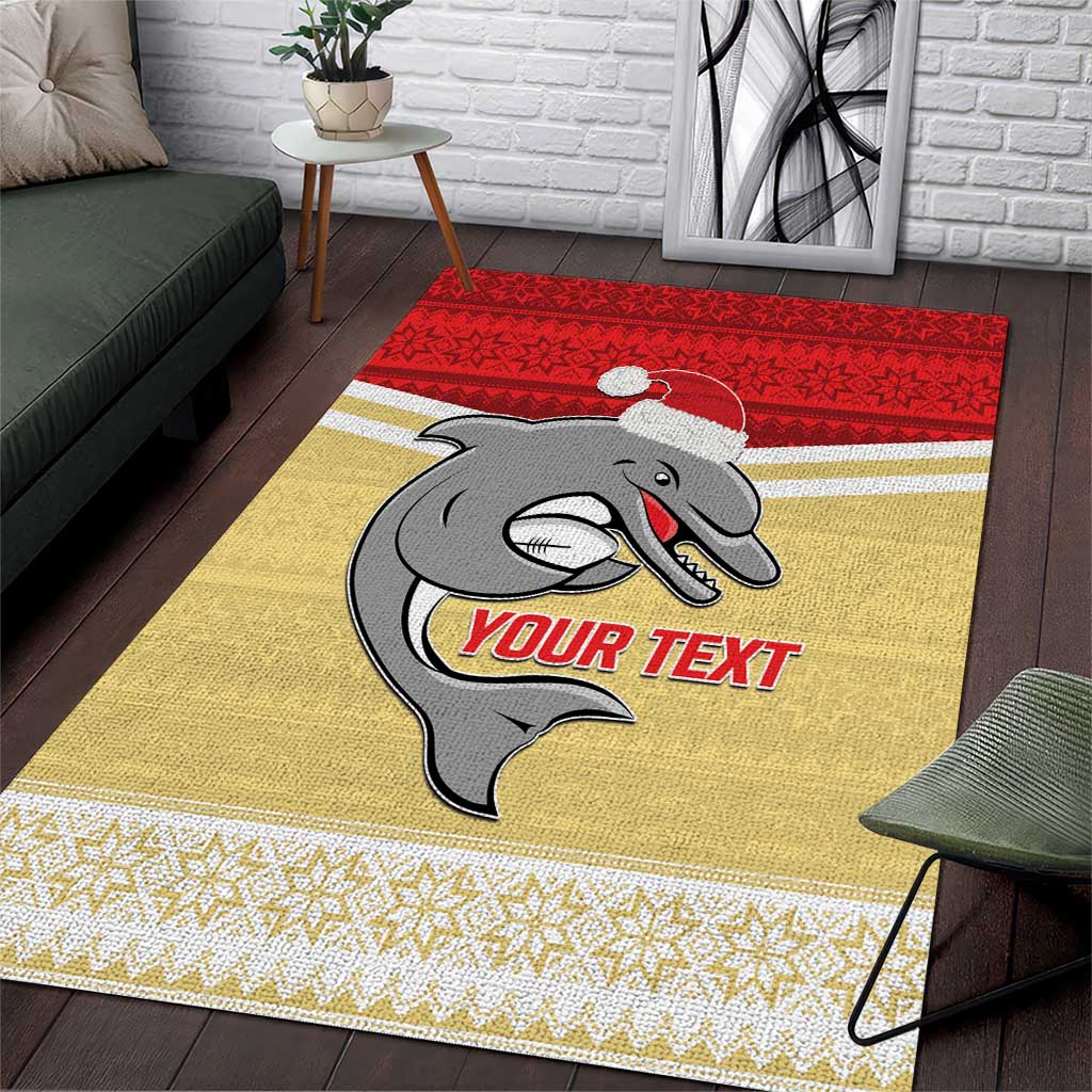 NRL Dolphins Mascot Christmas Personalised Area Rug God Style