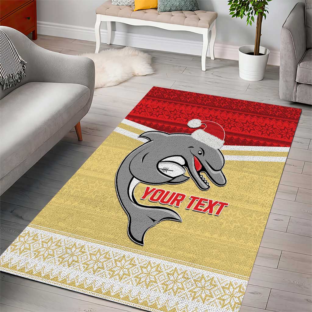 NRL Dolphins Mascot Christmas Personalised Area Rug God Style