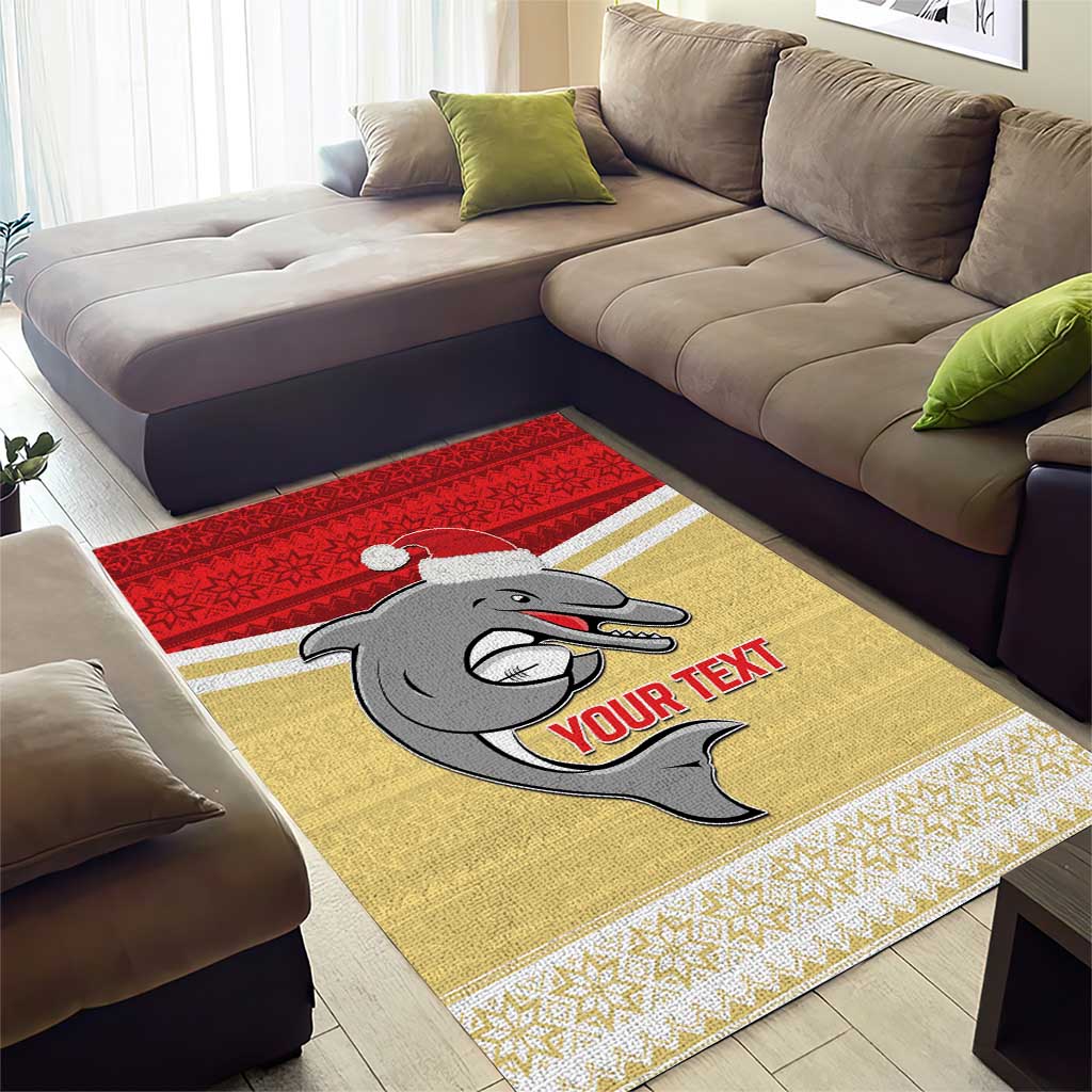 NRL Dolphins Mascot Christmas Personalised Area Rug God Style