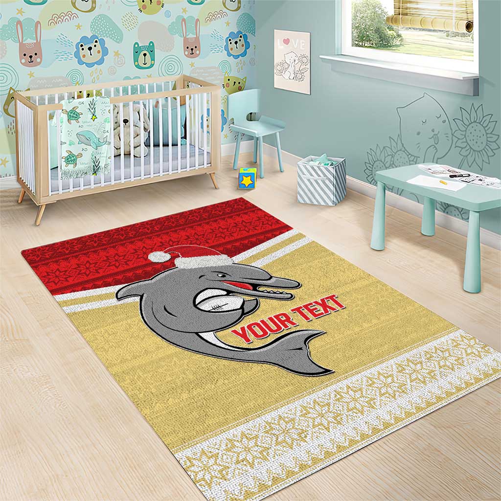 NRL Dolphins Mascot Christmas Personalised Area Rug God Style