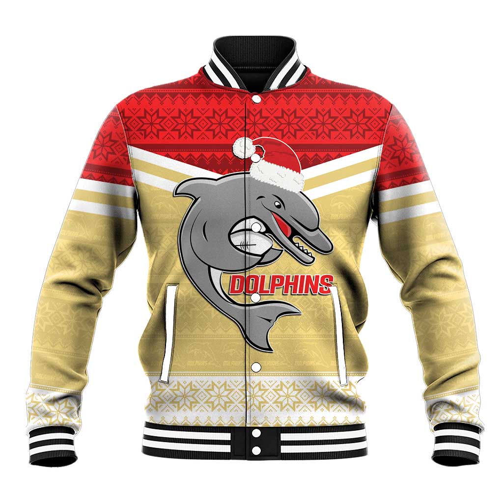 NRL Dolphins Mascot Christmas Personalised Baseball Jacket God Style