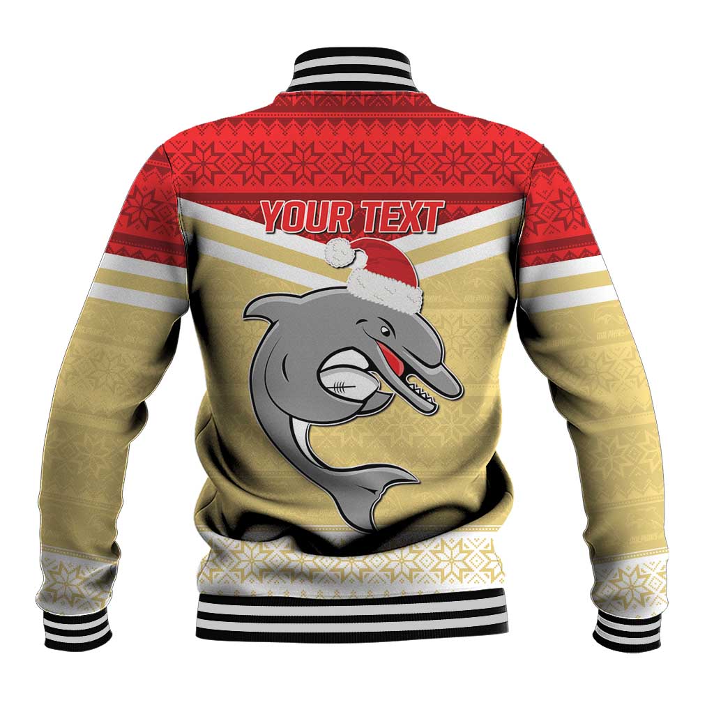 NRL Dolphins Mascot Christmas Personalised Baseball Jacket God Style