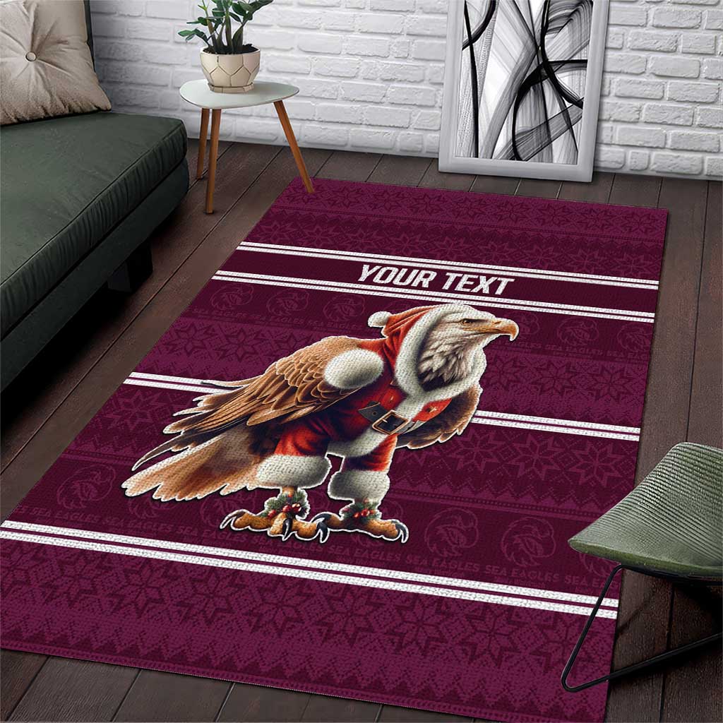 NRL Manly Warringah Christmas Personalised Area Rug with Sea Eagles Mascot