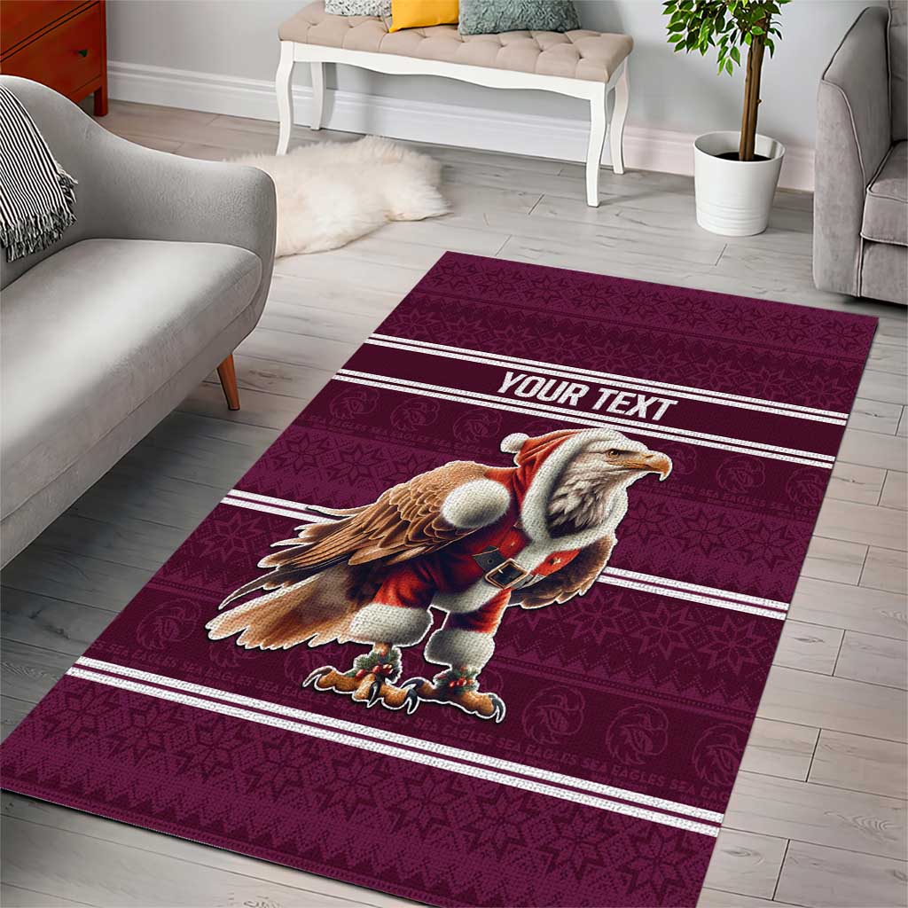 NRL Manly Warringah Christmas Personalised Area Rug with Sea Eagles Mascot