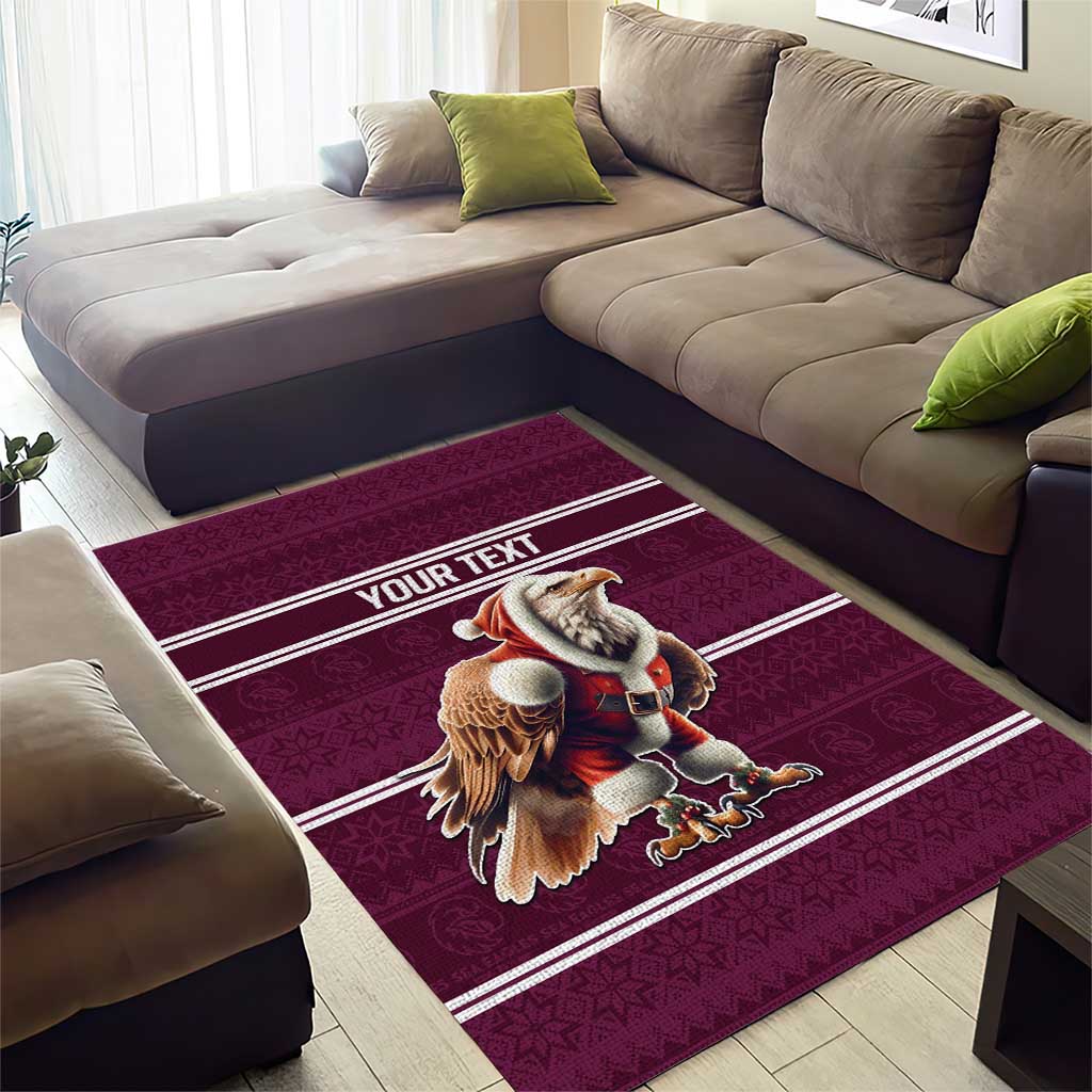 NRL Manly Warringah Christmas Personalised Area Rug with Sea Eagles Mascot