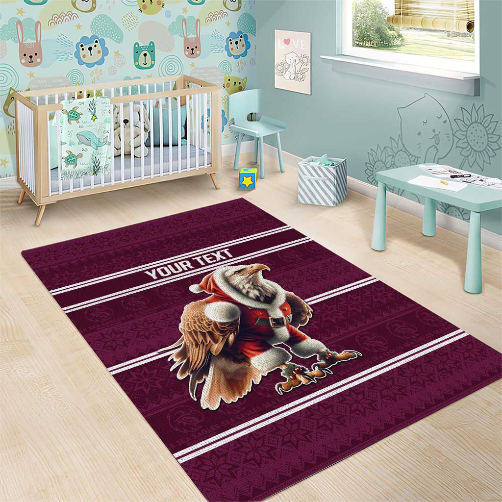 NRL Manly Warringah Christmas Personalised Area Rug with Sea Eagles Mascot