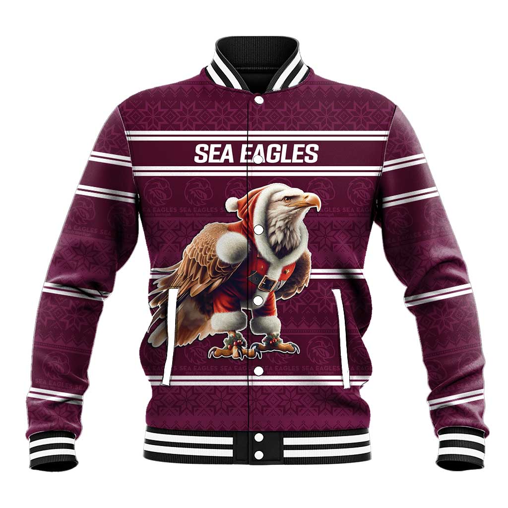 NRL Manly Warringah Christmas Personalised Baseball Jacket with Sea Eagles Mascot