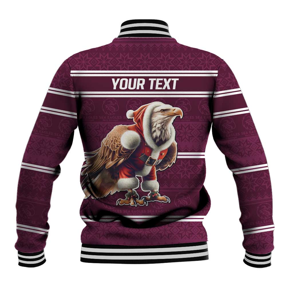 NRL Manly Warringah Christmas Personalised Baseball Jacket with Sea Eagles Mascot