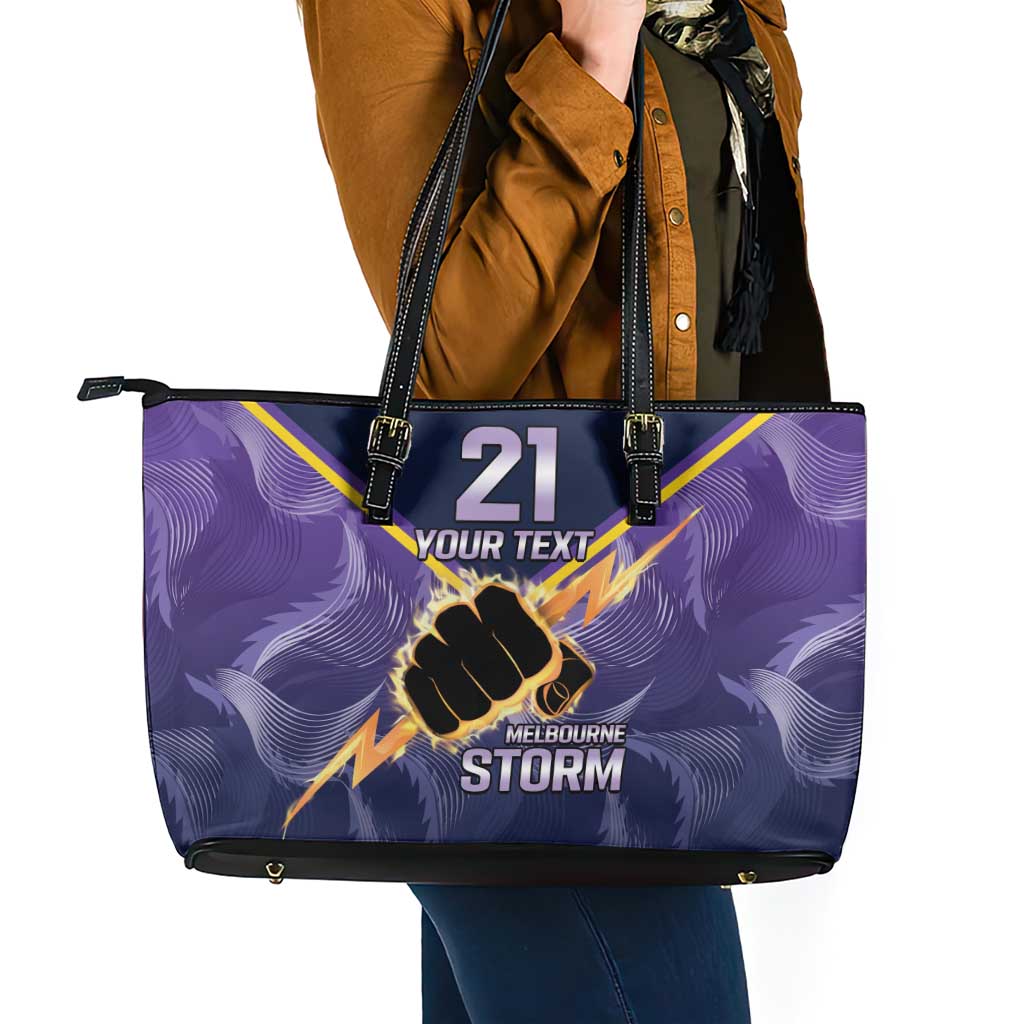 NRL Storm Custom Leather Tote Bag Minimalism Style