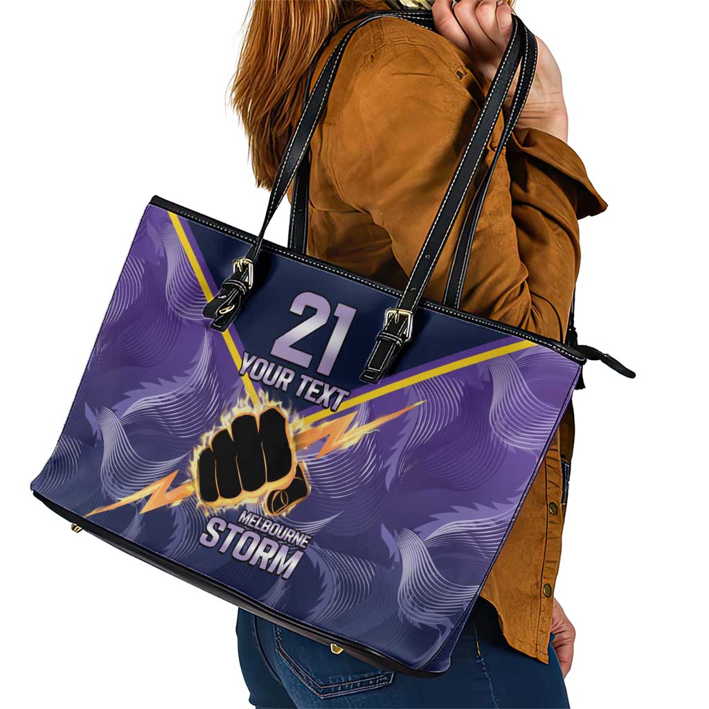 NRL Storm Custom Leather Tote Bag Minimalism Style