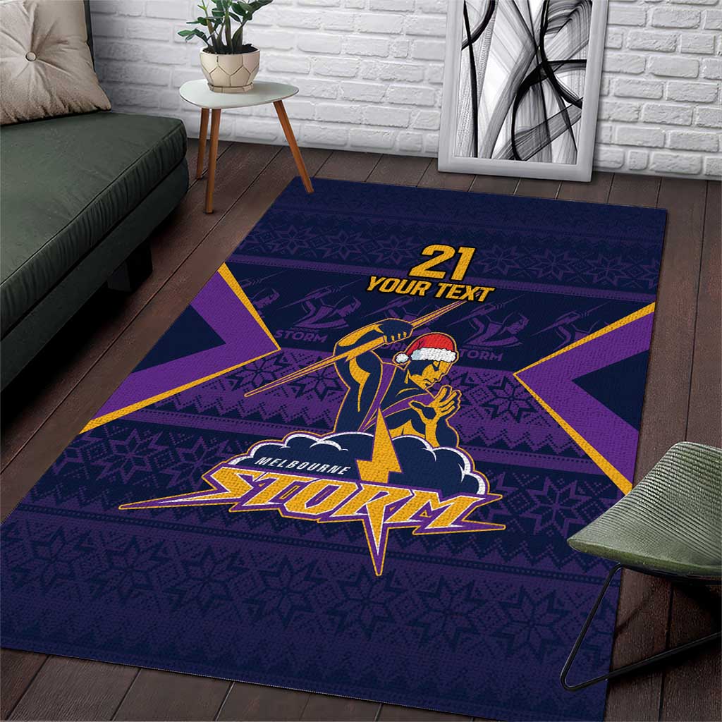 NRL Storm Christmas Custom Area Rug Minimalism Style