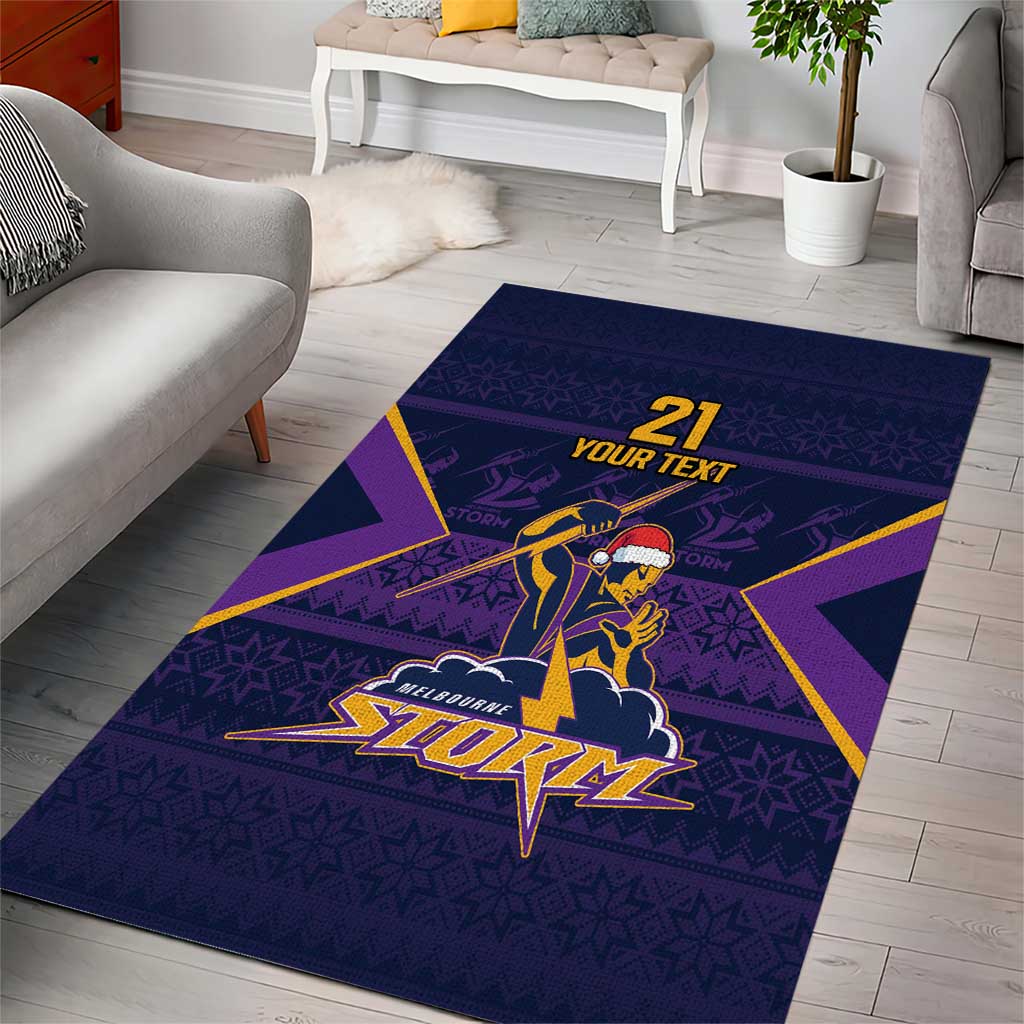 NRL Storm Christmas Custom Area Rug Minimalism Style