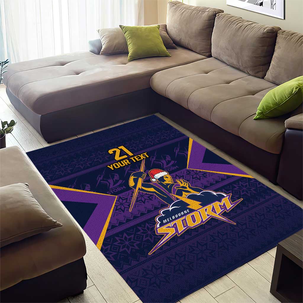 NRL Storm Christmas Custom Area Rug Minimalism Style