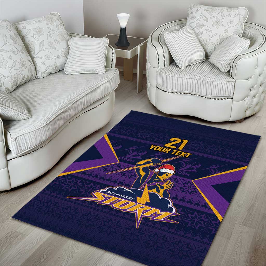 NRL Storm Christmas Custom Area Rug Minimalism Style