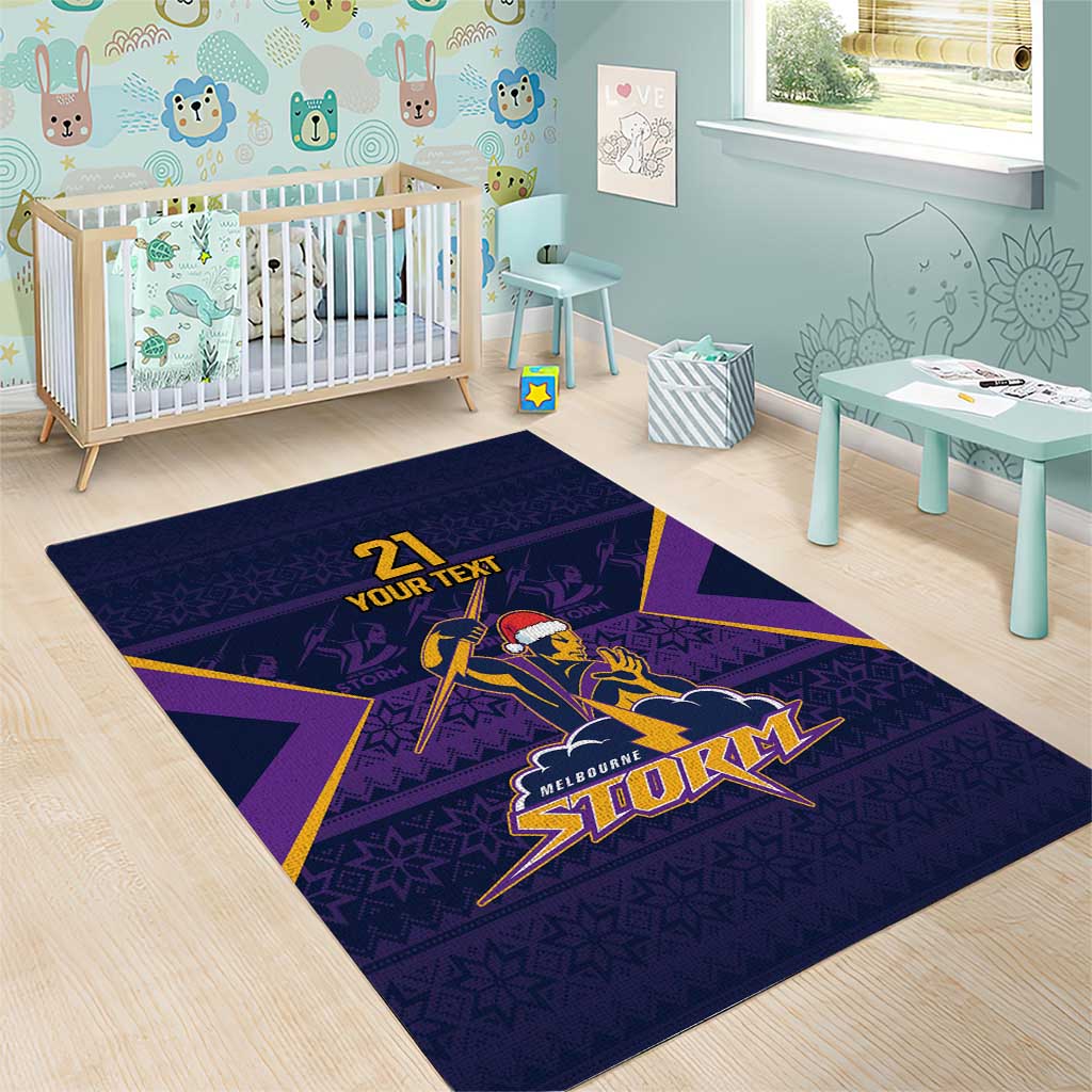 NRL Storm Christmas Custom Area Rug Minimalism Style