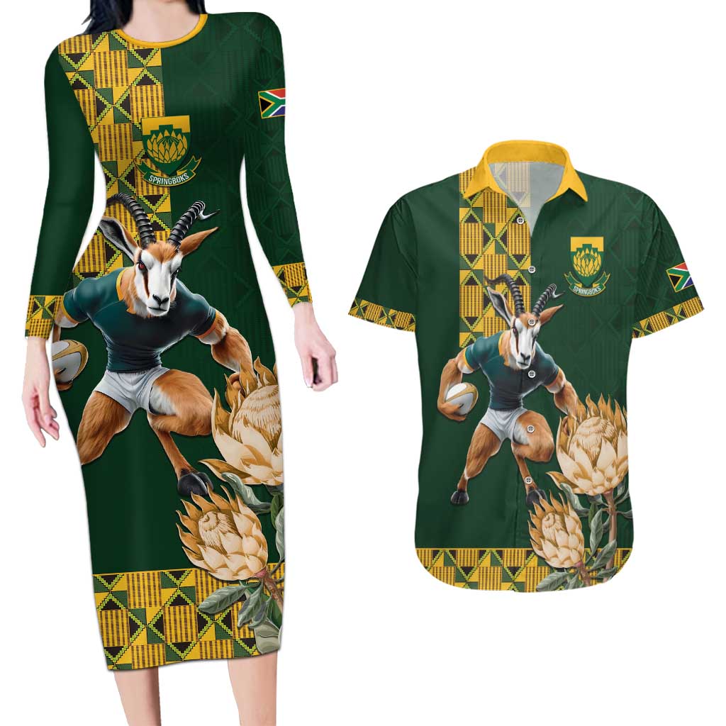 South Africa Rugby History World Champions Couples Matching Long Sleeve Bodycon Dress and Hawaiian Shirt Springboks Make History